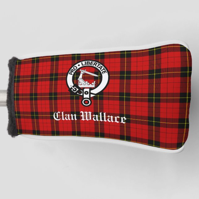 Clan Wallace Wappen Abzeichen und Tartan Golf Headcover (Vorderseite)