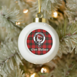 Clan Wallace Wappen Abzeichen und Tartan individue Keramik Kugel-Ornament