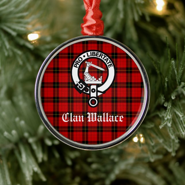 Clan Wallace Wappen Abzeichen und Tartan individue Ornament Aus Metall (Baum)