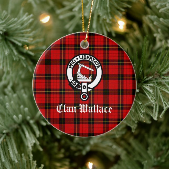 Clan Wallace Wappen Abzeichen und Tartan Keramik Ornament (Baum)