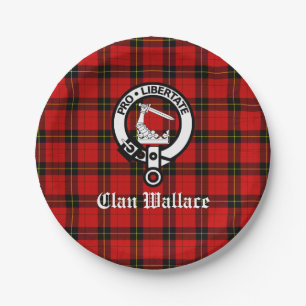 Clan Wallace Wappen Abzeichen und Tartan Pappteller