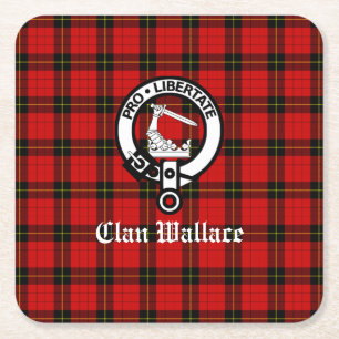 Clan Wallace Wappen Abzeichen und Tartan Rechteckiger Pappuntersetzer