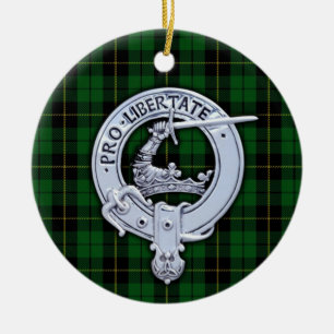 Clan Wallace Wappen & Jagd Tartan Keramik Ornament
