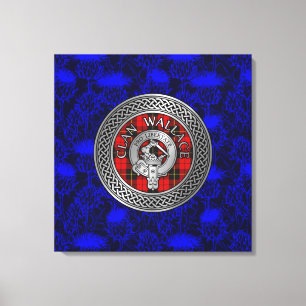 Clan Wallace Wappen & Tartan Knot on Thistle Leinwanddruck