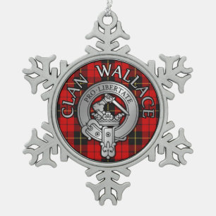 Clan Wallace Wappen & Tartan Schneeflocken Zinn-Ornament