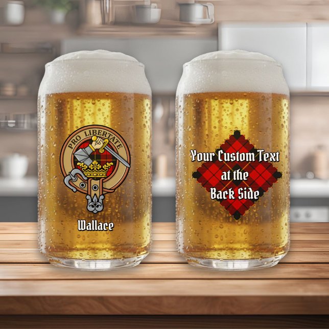 Clan Wallace Wappen über Tartan Dosenglas (Von Creator hochgeladen)