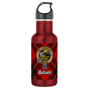 Clan Wallace Wappen über Tartan Edelstahlflasche