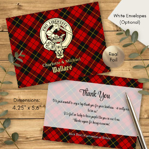 Clan Wallace Wappen über Tartan Folie Einladungspostkarte