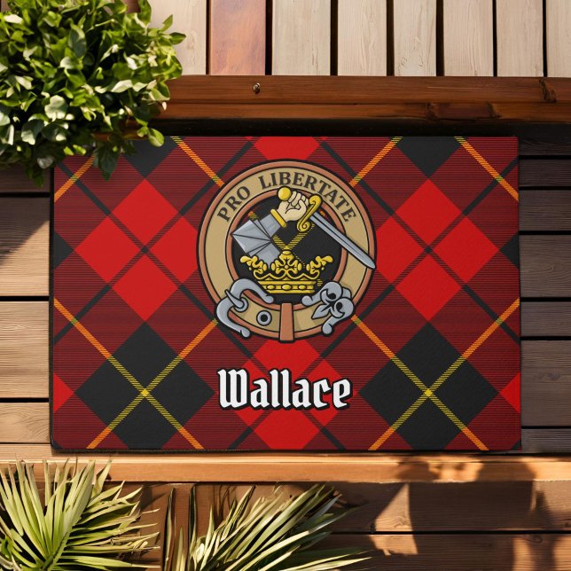 Clan Wallace Wappen über Tartan Fußmatte (Von Creator hochgeladen)