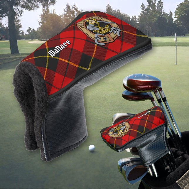 Clan Wallace Wappen über Tartan Golf Headcover (Von Creator hochgeladen)