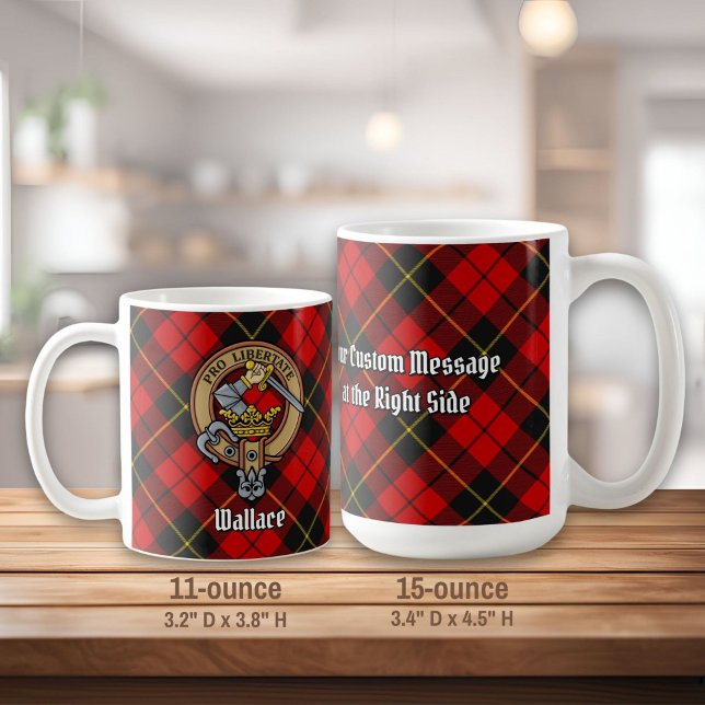 Clan Wallace Wappen über Tartan Kaffeetasse (Von Creator hochgeladen)