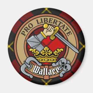 Clan Wallace Wappen über Tartan Magnet