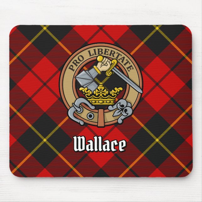 Clan Wallace Wappen über Tartan Mousepad (Vorne)