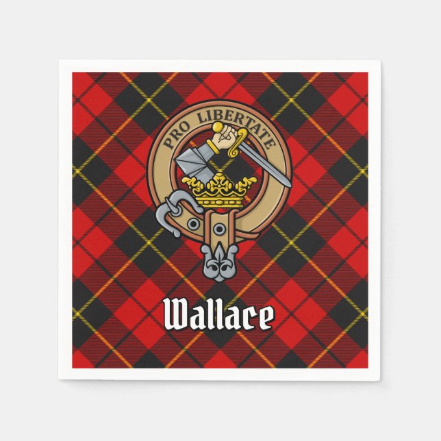 Clan Wallace Wappen über Tartan Serviette (Vorderseite)