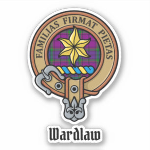 Clan Wardlaw Wappen über Tartan Aufkleber