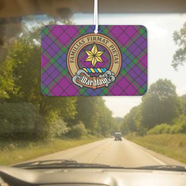 Clan Wardlaw Wappen über Tartan Autolufterfrischer (Von Creator hochgeladen)