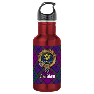 Clan Wardlaw-Wappen über Tartan Edelstahlflasche