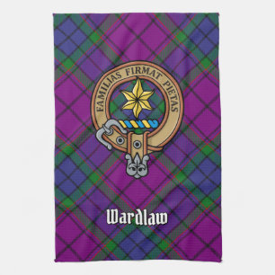 Clan Wardlaw Wappen über Tartan Geschirrtuch