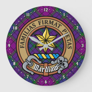 Clan Wardlaw Wappen über Tartan Große Wanduhr