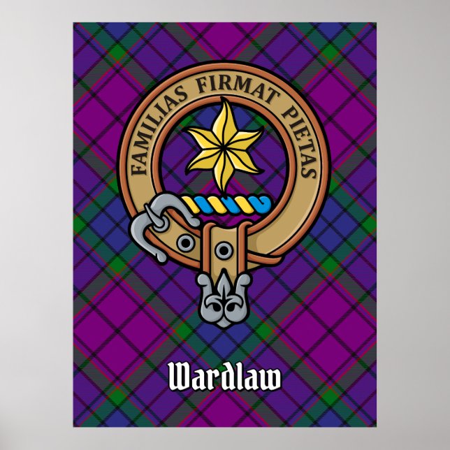 Clan Wardlaw Wappen über Tartan Poster (Vorne)