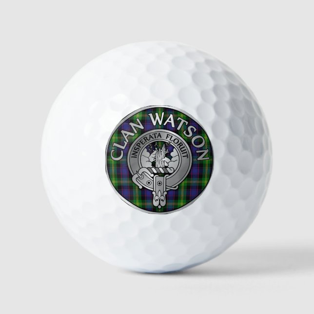 Clan Watson Crest & Tartan Golfball (Vorderseite)