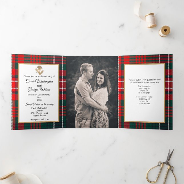 Clan Wilson Custom Foto Wedding Dreifach Gefaltete Einladung (Innenseite)