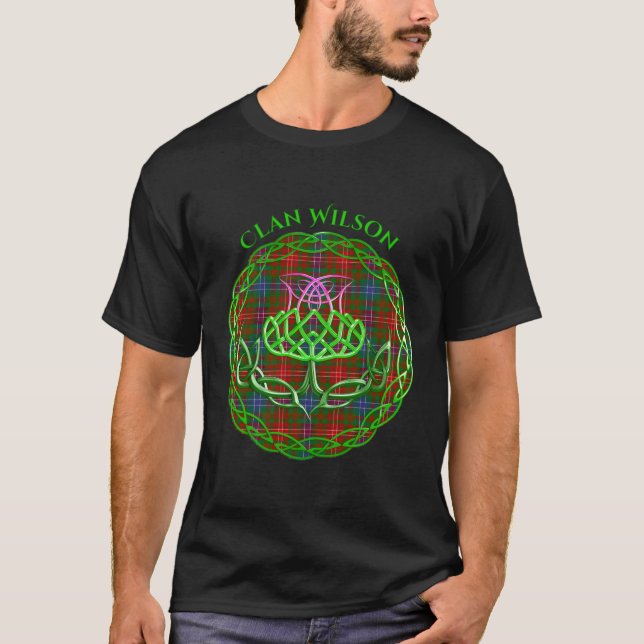 Clan Wilson Scottish Tan Celtic Thistle T-Shirt (Vorderseite)