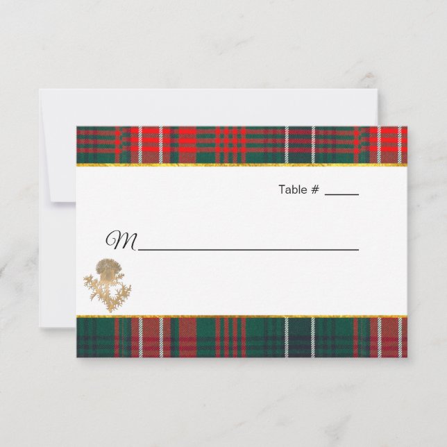 Clan Wilson Tartan Thistle Wedding Escort RSVP Karte (Vorderseite)