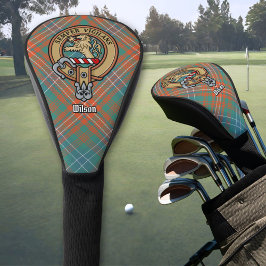 Clan Wilson Wappen über antikes Tartan Golf Headcover