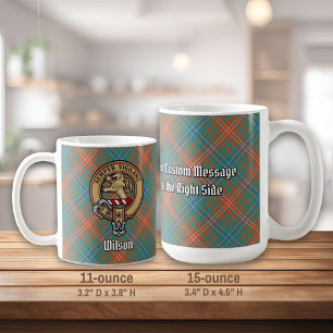 Clan Wilson Wappen über antikes Tartan Kaffeetasse