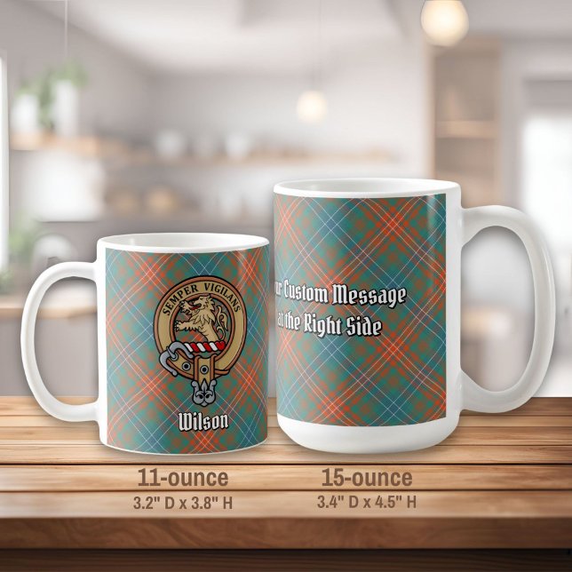 Clan Wilson Wappen über antikes Tartan Kaffeetasse (Von Creator hochgeladen)