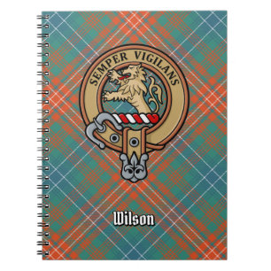 Clan Wilson Wappen über antikes Tartan Notizblock