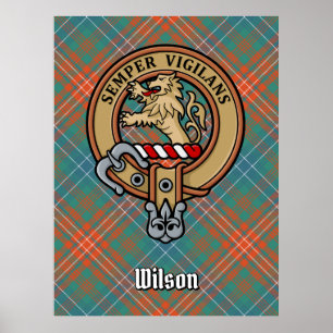 Clan Wilson Wappen über antikes Tartan Poster