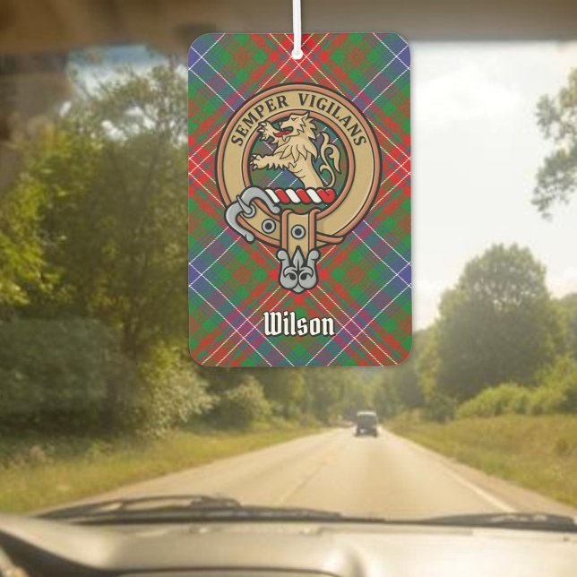 Clan Wilson Wappen über das moderne Tartan Autolufterfrischer (Von Creator hochgeladen)