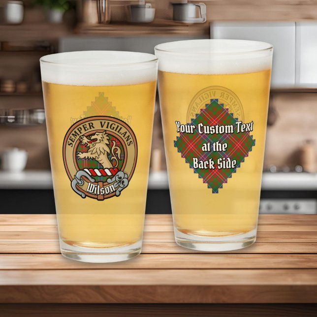 Clan Wilson Wappen über das moderne Tartan Glas (Von Creator hochgeladen)