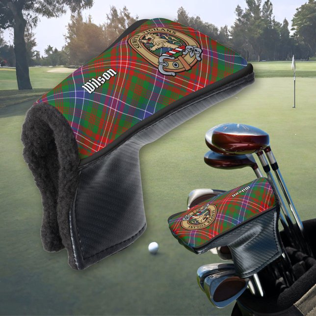 Clan Wilson Wappen über das moderne Tartan Golf Headcover (Von Creator hochgeladen)