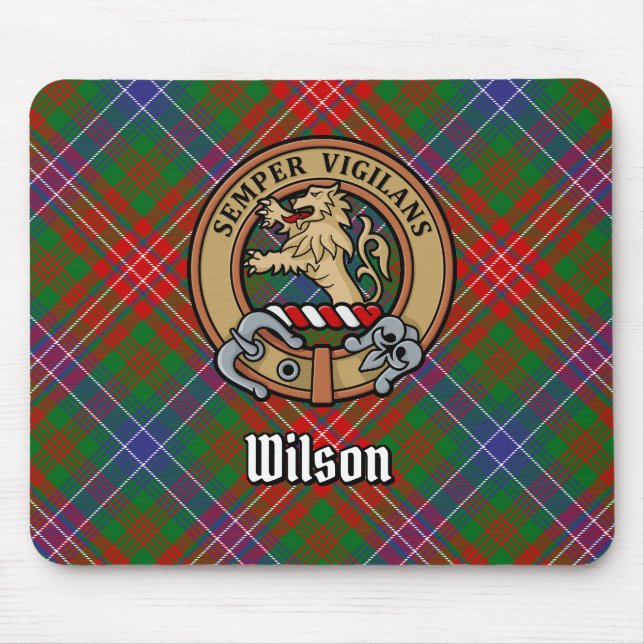 Clan Wilson Wappen über das moderne Tartan Mousepad (Vorne)