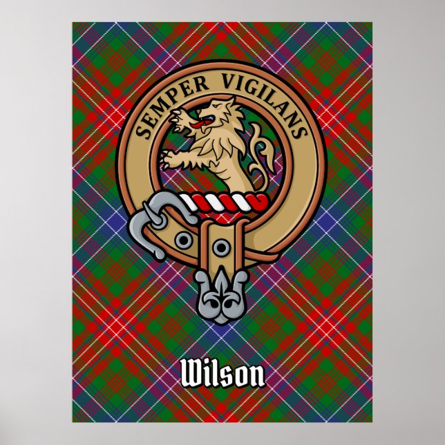 Clan Wilson Wappen über das moderne Tartan Poster (Vorne)