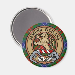 Clan Wilson-Wappen über modernem Tartan Magnet