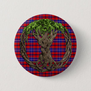 Clan Wishart Kleid Tartan und keltischer Baum des Button