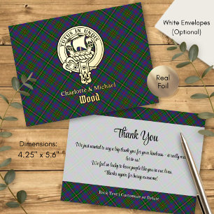 Clan Wood Kamm über Tartan Folie Einladungspostkarte