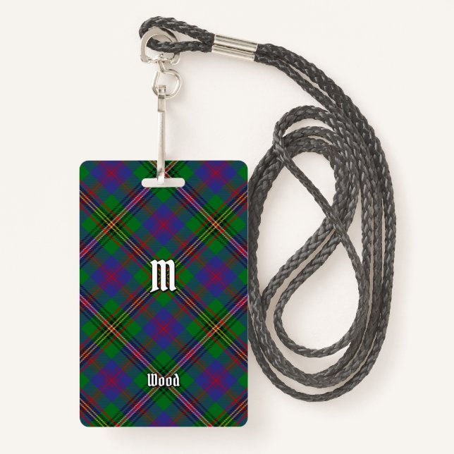 Clan Wood Tartan Ausweis (Vorderseite mit Schlüsselband)