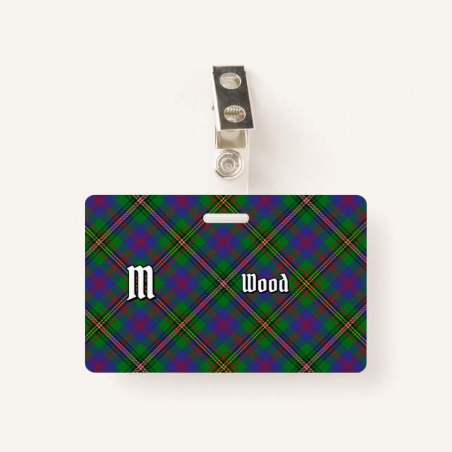 Clan Wood Tartan Ausweis (Vorderseite mit Klammer)