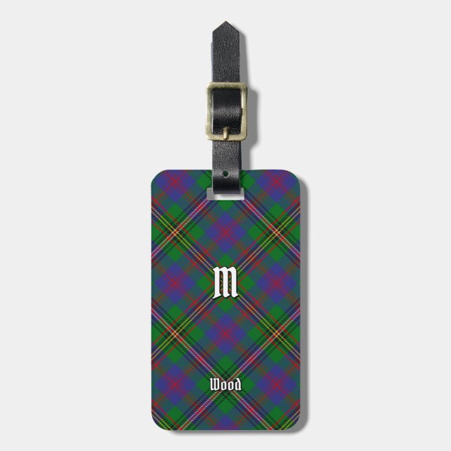 Clan Wood Tartan Gepäckanhänger (Vorderseite vertikal)