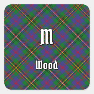 Clan Wood Tartan Quadratischer Aufkleber