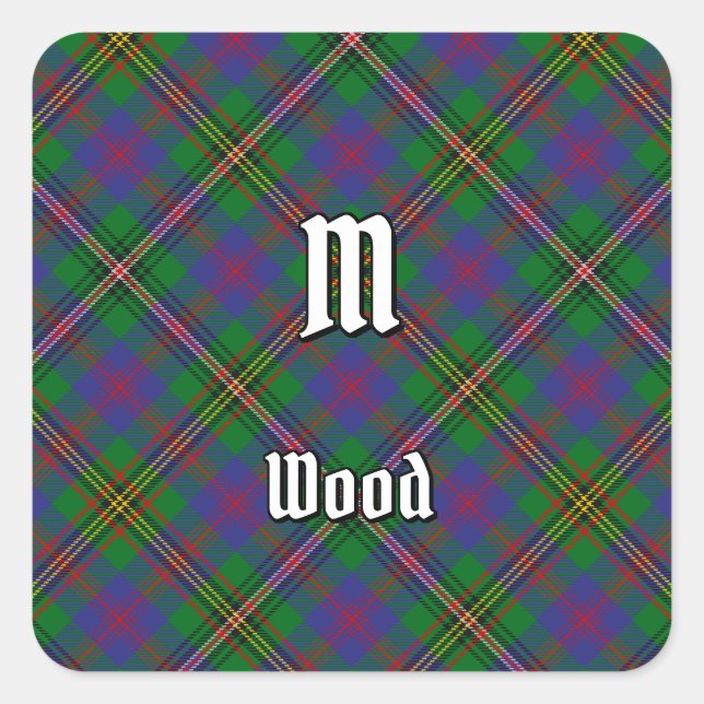 Clan Wood Tartan Quadratischer Aufkleber (Vorderseite)