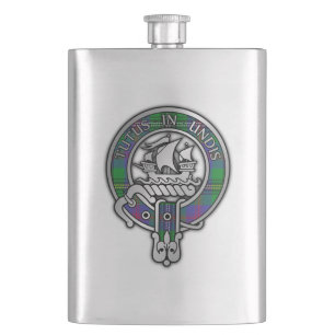 Clan Wood Wappen & Tartan Flask Flachmann
