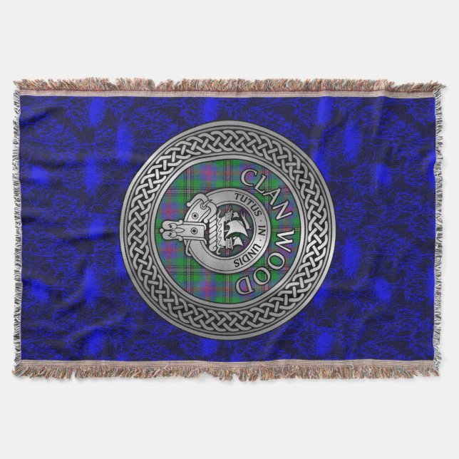 Clan Wood Wappen & Tartan Knot Decke (Vorderseite)