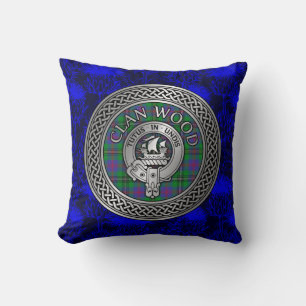 Clan Wood Wappen & Tartan Knot Kissen