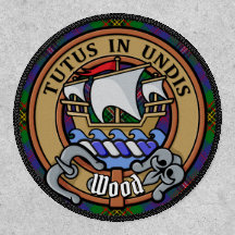 Clan Wood Wappen über Tartan